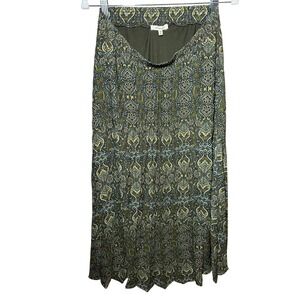 Max Studio Womens Medium Olive Green Paisley Print Elastic Skirt